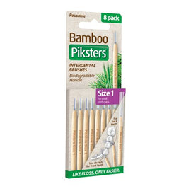 Piksters Bamboo Interdental Brushes Size 1 8 Pack Small Tooth Gaps