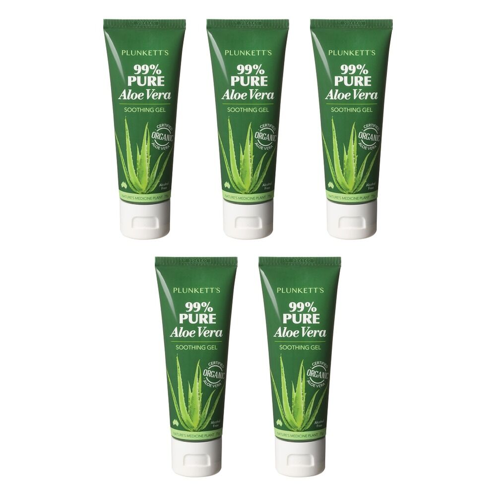 Plunketts 99% Pure Aloe Vera Soothing Gel 75g Pack of 5