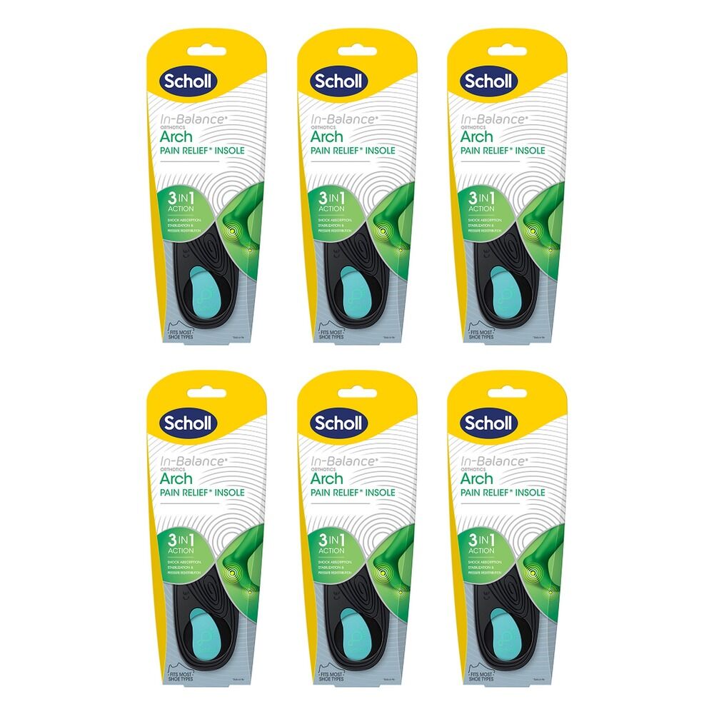 Scholl In-Balance Arch Orthotic Insole Large 9 - 11 Pack of 6