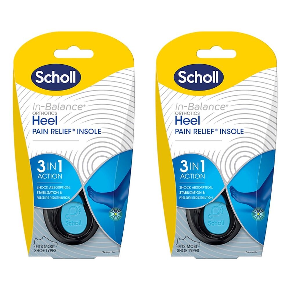 Scholl In Balance Pain Relief Heel Orthotic Insole Medium 7 - 8.5 Pack of 2