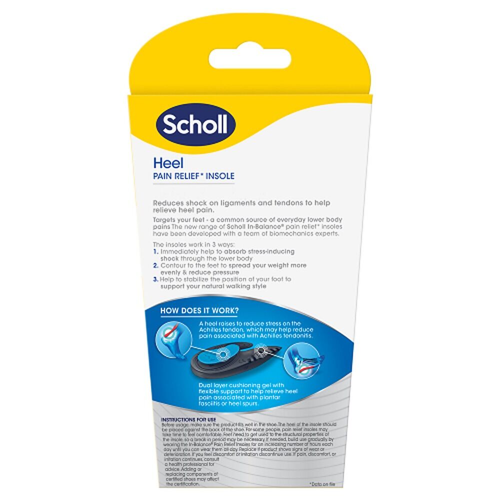 Scholl In Balance Pain Relief Heel Orthotic Insole Medium 7 - 8.5