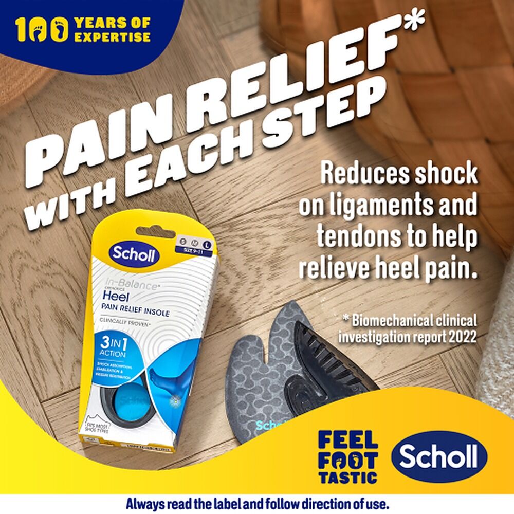 Scholl In Balance Pain Relief Heel Orthotic Insole Medium 7 - 8.5