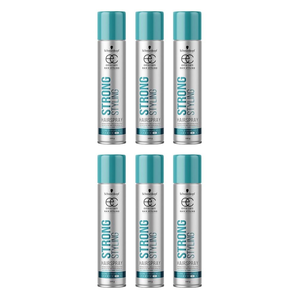 Schwarzkopf Extra Care Strong Styling Hairspray Extra Strong Hold 100g Pack of 6