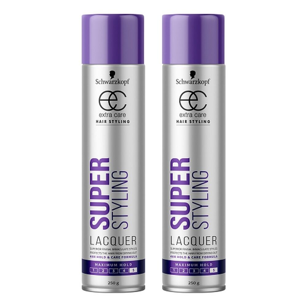 Schwarzkopf Extra Care Super Styling Lacquer Maximum Hold 250g Pack of 2