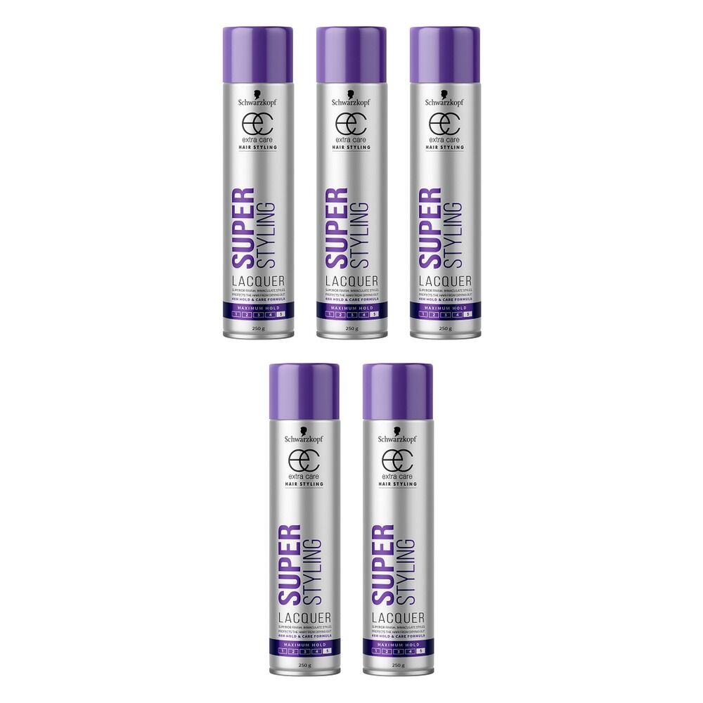 Schwarzkopf Extra Care Super Styling Lacquer Maximum Hold 250g Pack of 5
