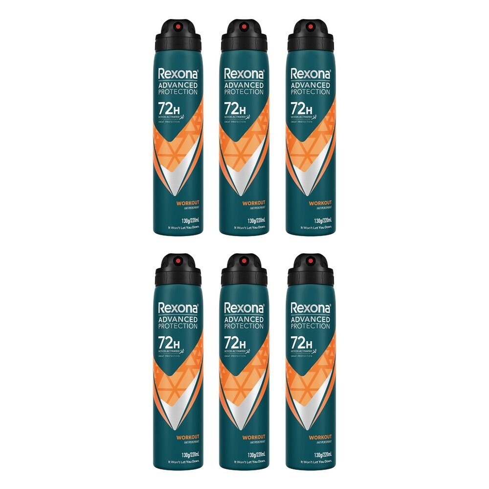 Rexona Advanced Protection 72H Workout Antiperspirant 220mL Pack of 6