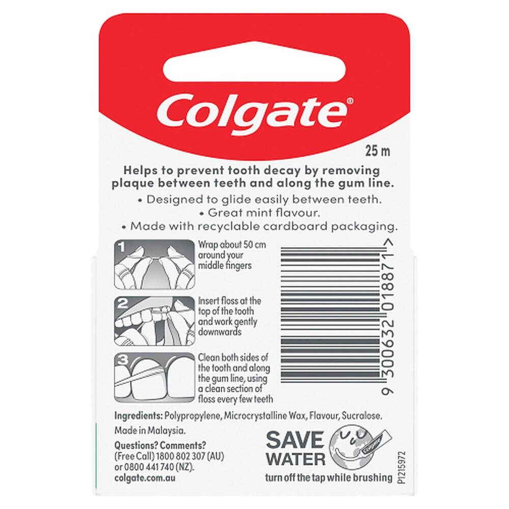 Colgate Total Mint Waxed Dental Floss 25m