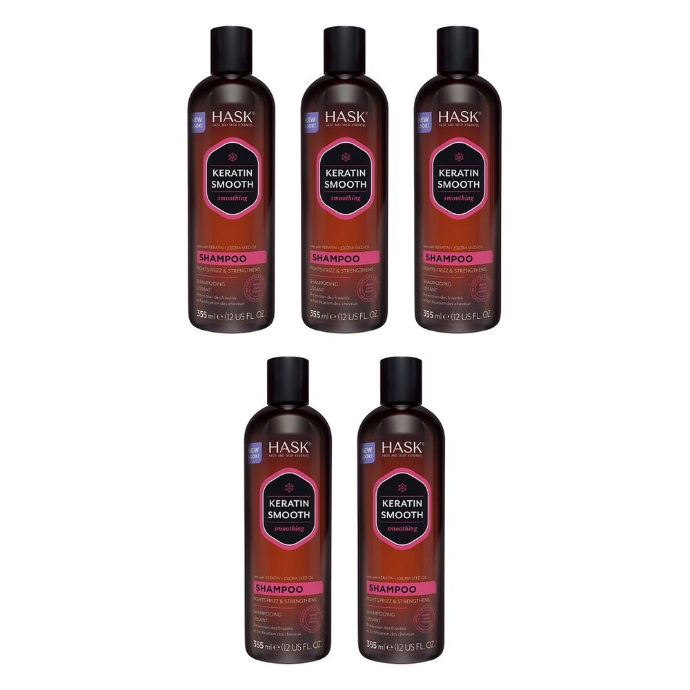 Hask Keratin Smooth Smoothing Shampoo 355mL Pack of 5