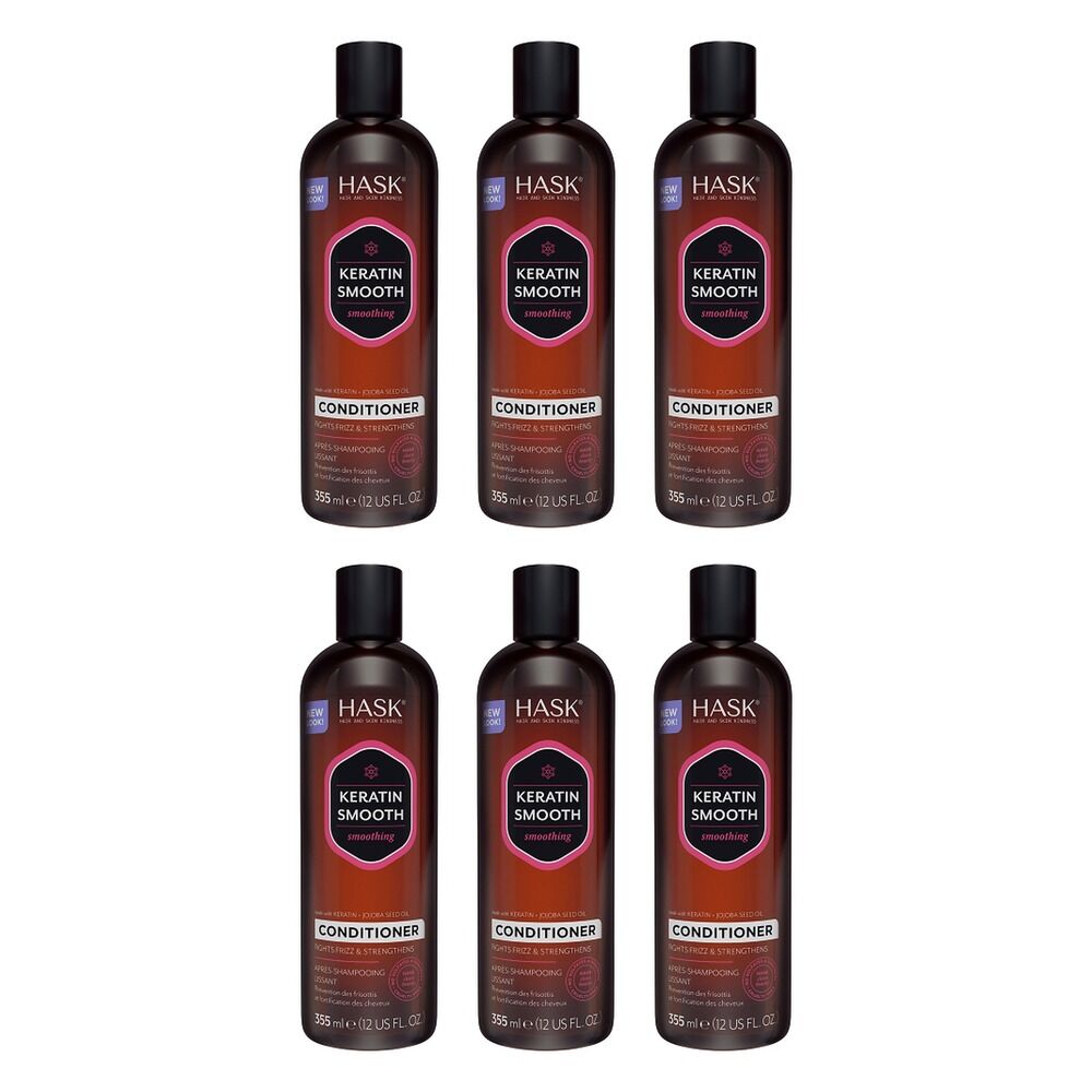 Hask Keratin Smooth Smoothing Conditioner 355mL Pack of 6