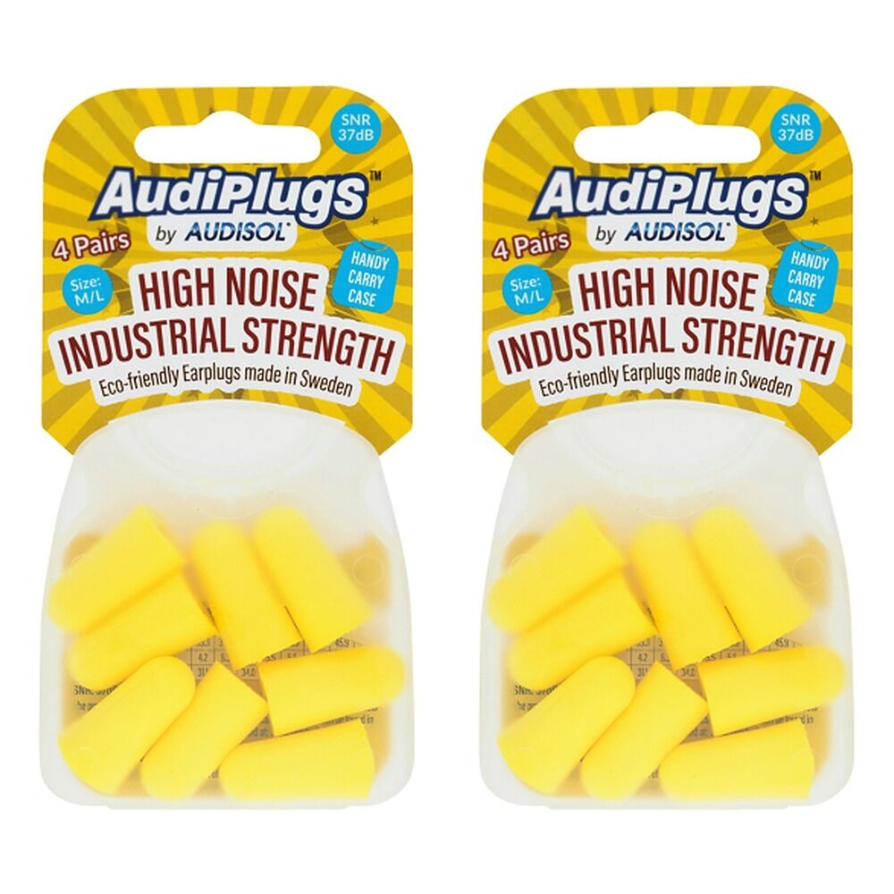 Audiplugs High Noise Industrial Strength Ear Plugs 4 Pairs Pack of 2