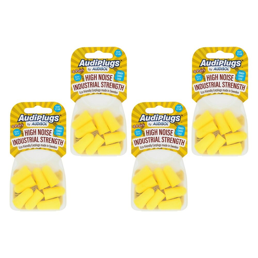 Audiplugs High Noise Industrial Strength Ear Plugs 4 Pairs Pack of 4