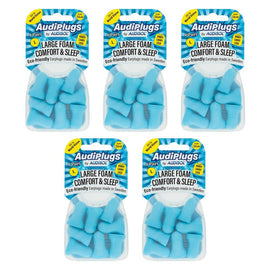 Audiplugs Large Foam Comfort & Sleep Ear Plugs 4 Pairs Pack of 5