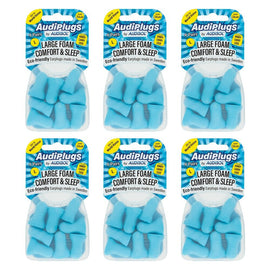 Audiplugs Large Foam Comfort & Sleep Ear Plugs 4 Pairs Pack of 6