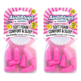 Audiplugs Soft Foam Comfort & Sleep Ear Plugs 4 Pairs Pack of 2