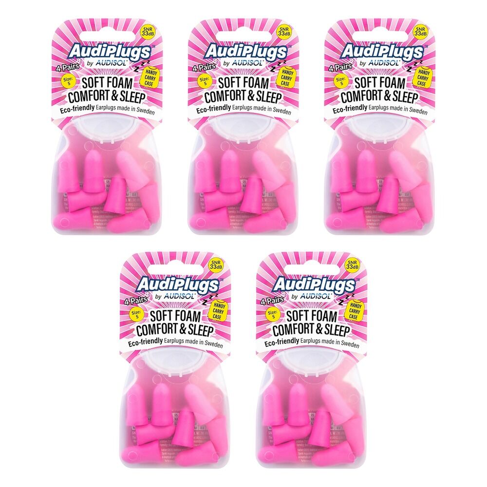 Audiplugs Soft Foam Comfort & Sleep Ear Plugs 4 Pairs Pack of 5