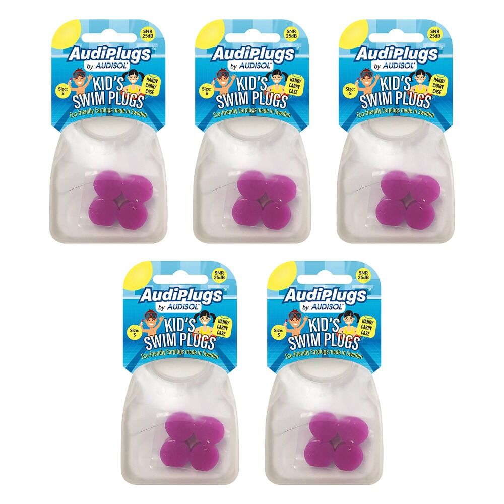 Audiplugs Kid's Swim Plugs 2 Pairs Pack of 5