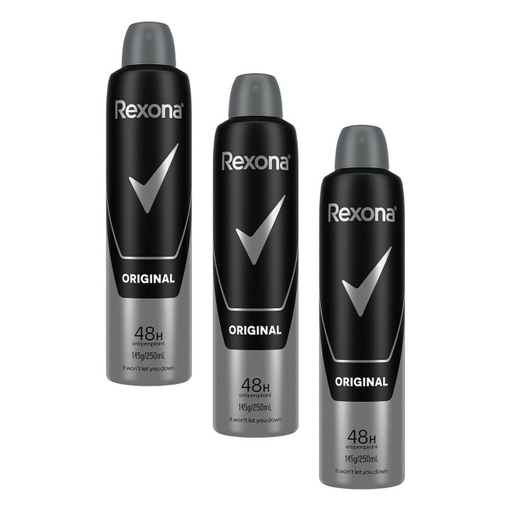 Rexona Men Antiperspirant Aerosol Original 250mL Pack of 3