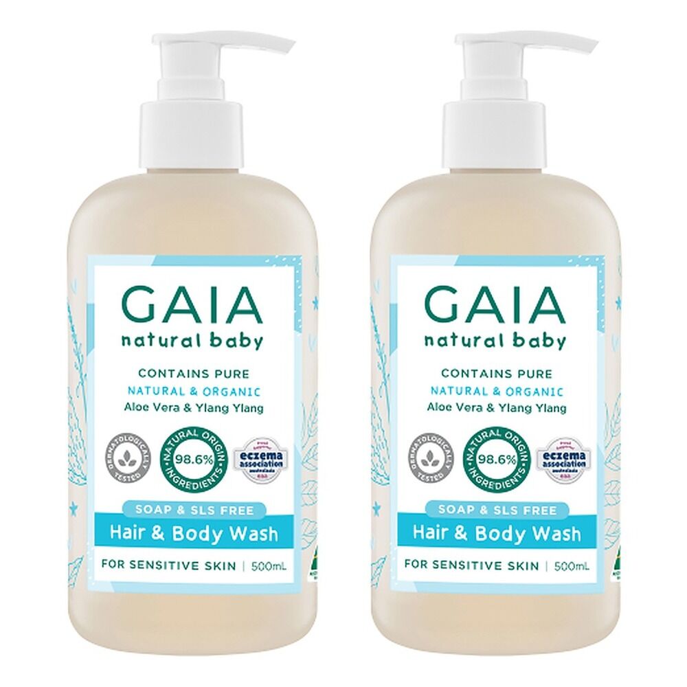 GAIA Natural Baby Hair & Body Wash 500mL Pack of 2