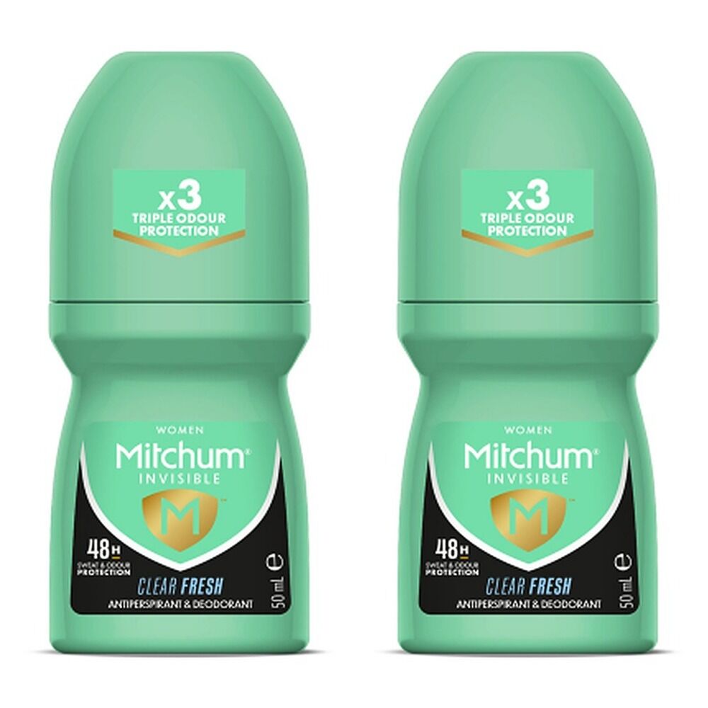 Mitchum Women Invisible Roll-On 48HR Clear Fresh 50mL Pack of 2