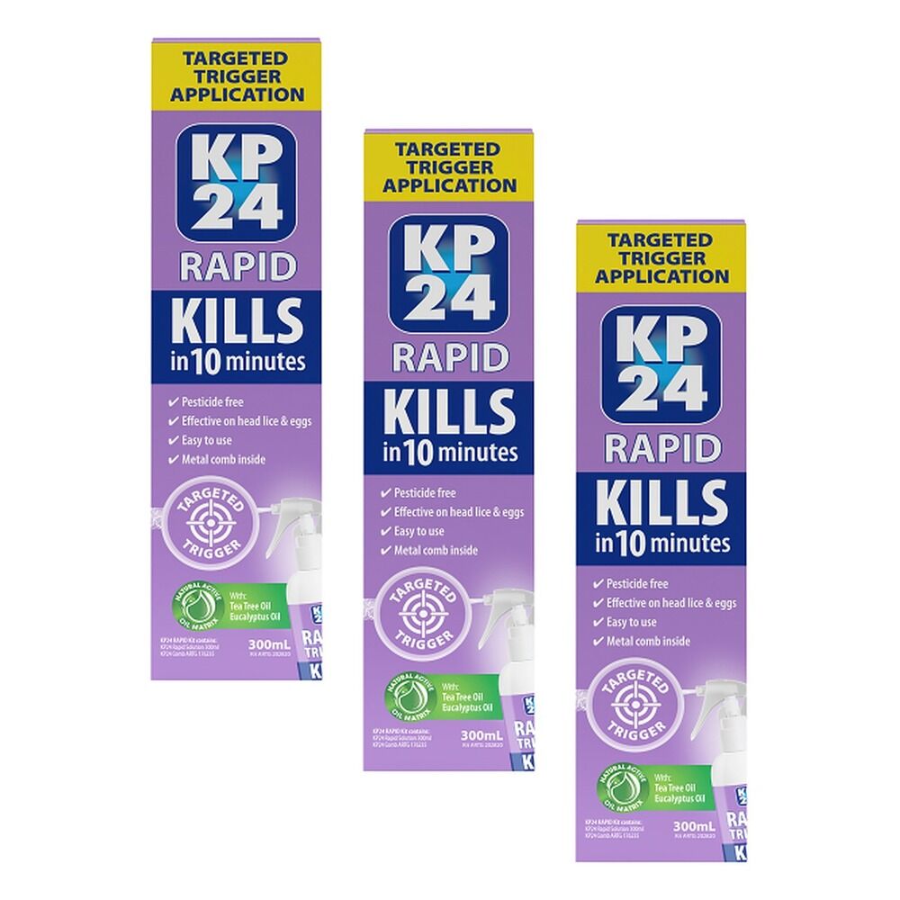 KP24 Rapid Trigger Head Lice Treatment 300mL Pack of 3