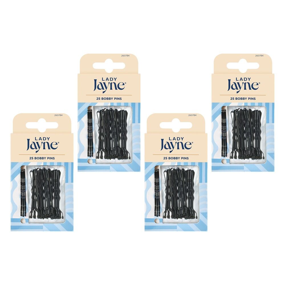 Lady Jayne Black Bobby Pins 25 Pack Bundle of 4