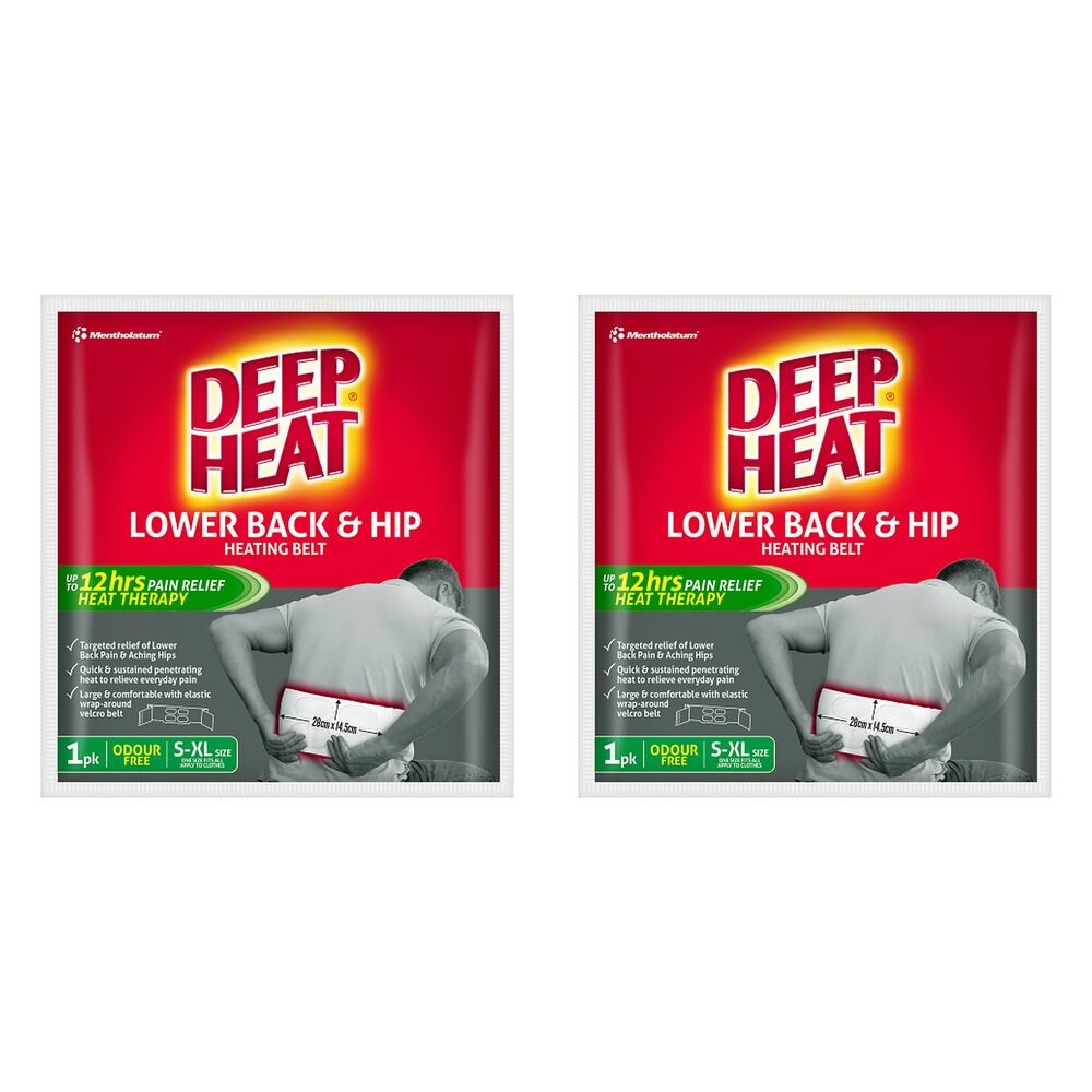 Deep Heat Lower Back and Hip Heating Belt Pack of 2