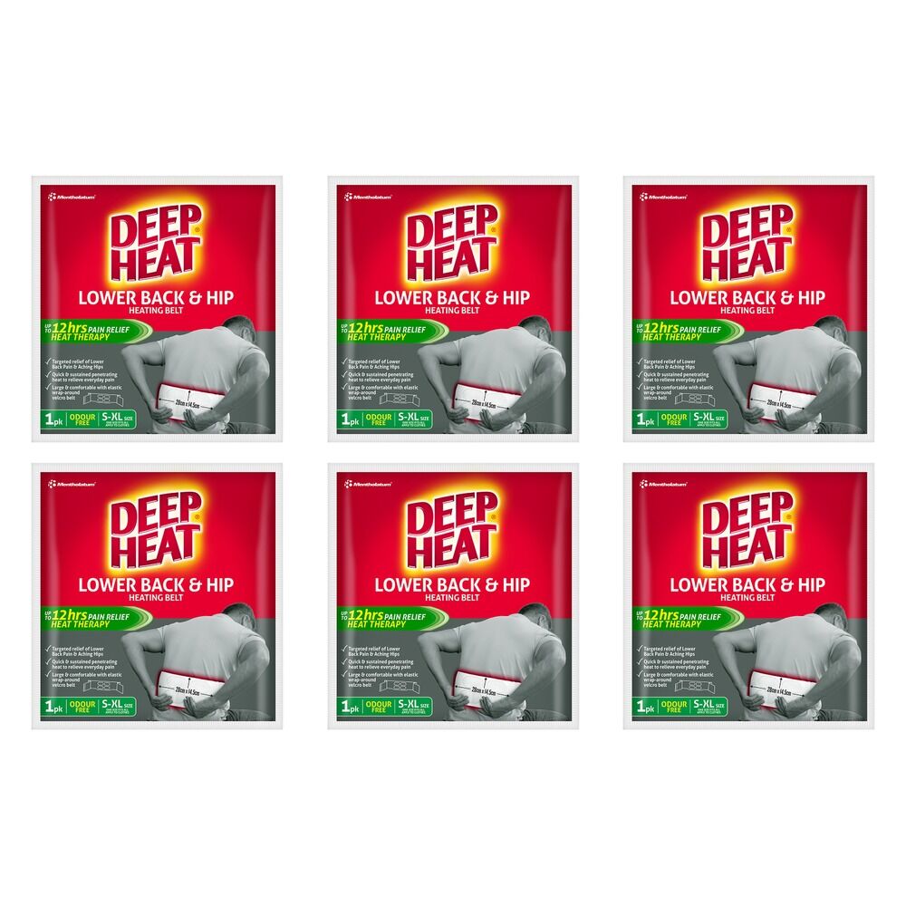 Deep Heat Lower Back and Hip Heating Belt Pack of 6