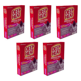 Deep Heat Period Pain Heat Patches 3 Pack Bundle of 5