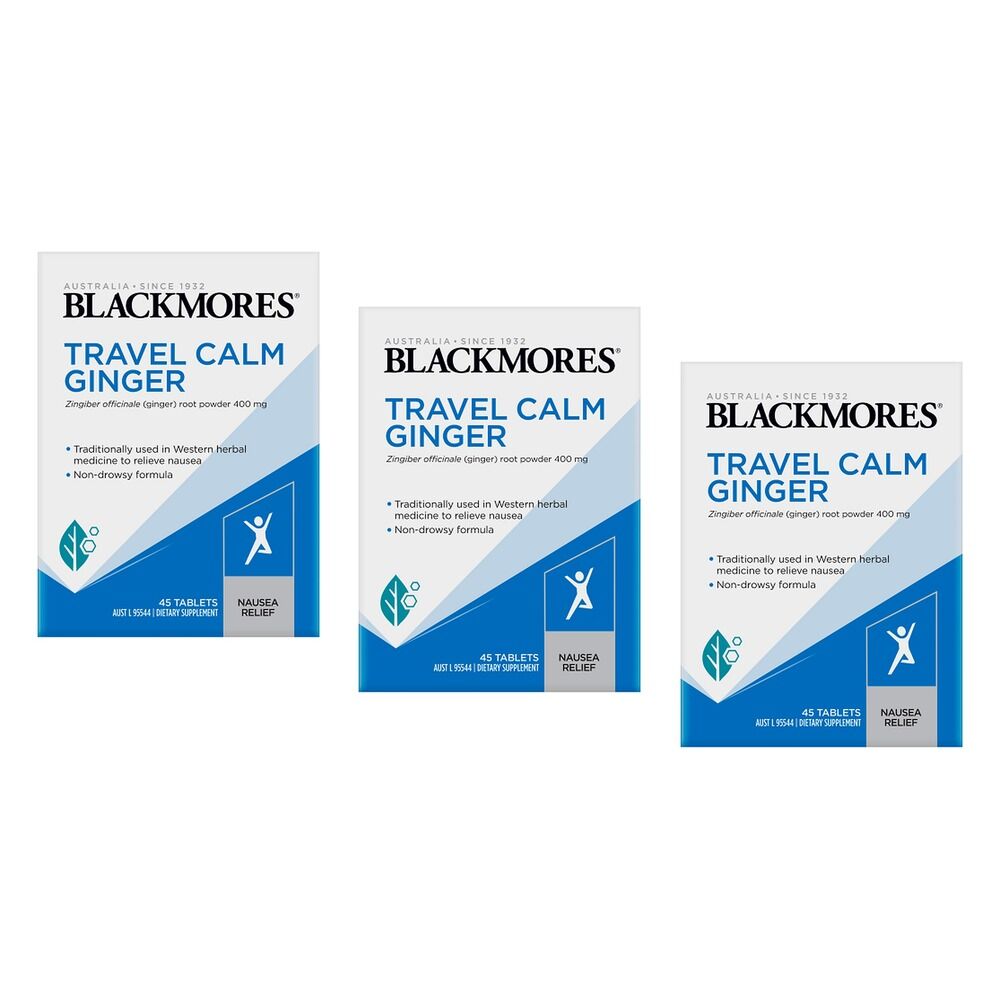 Blackmores Travel Calm Ginger 45 Tablets Pack of 3