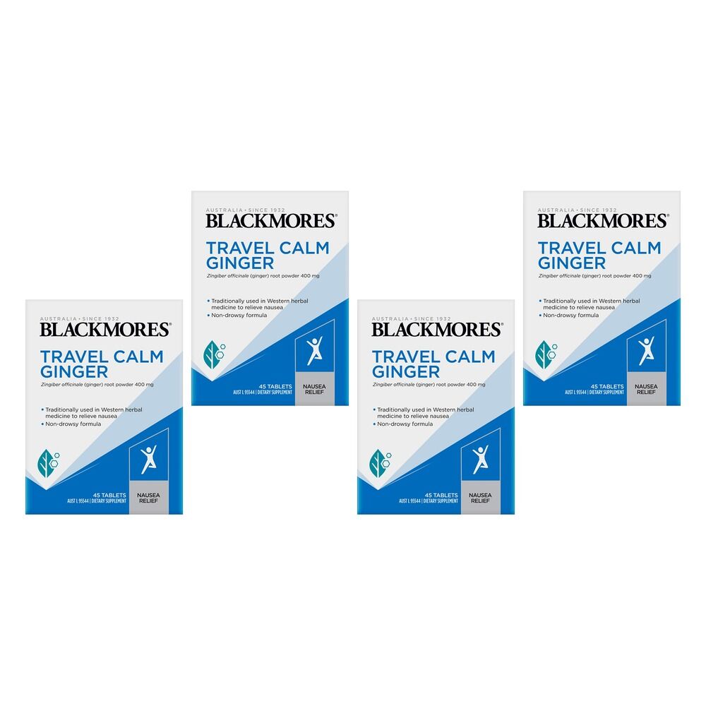 Blackmores Travel Calm Ginger 45 Tablets Pack of 4