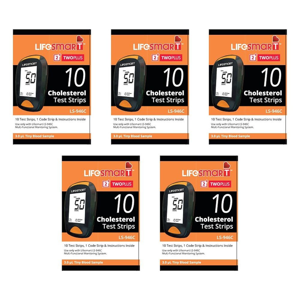 LifeSmart Cholesterol Test Strips 10 Pack Bundle of 5