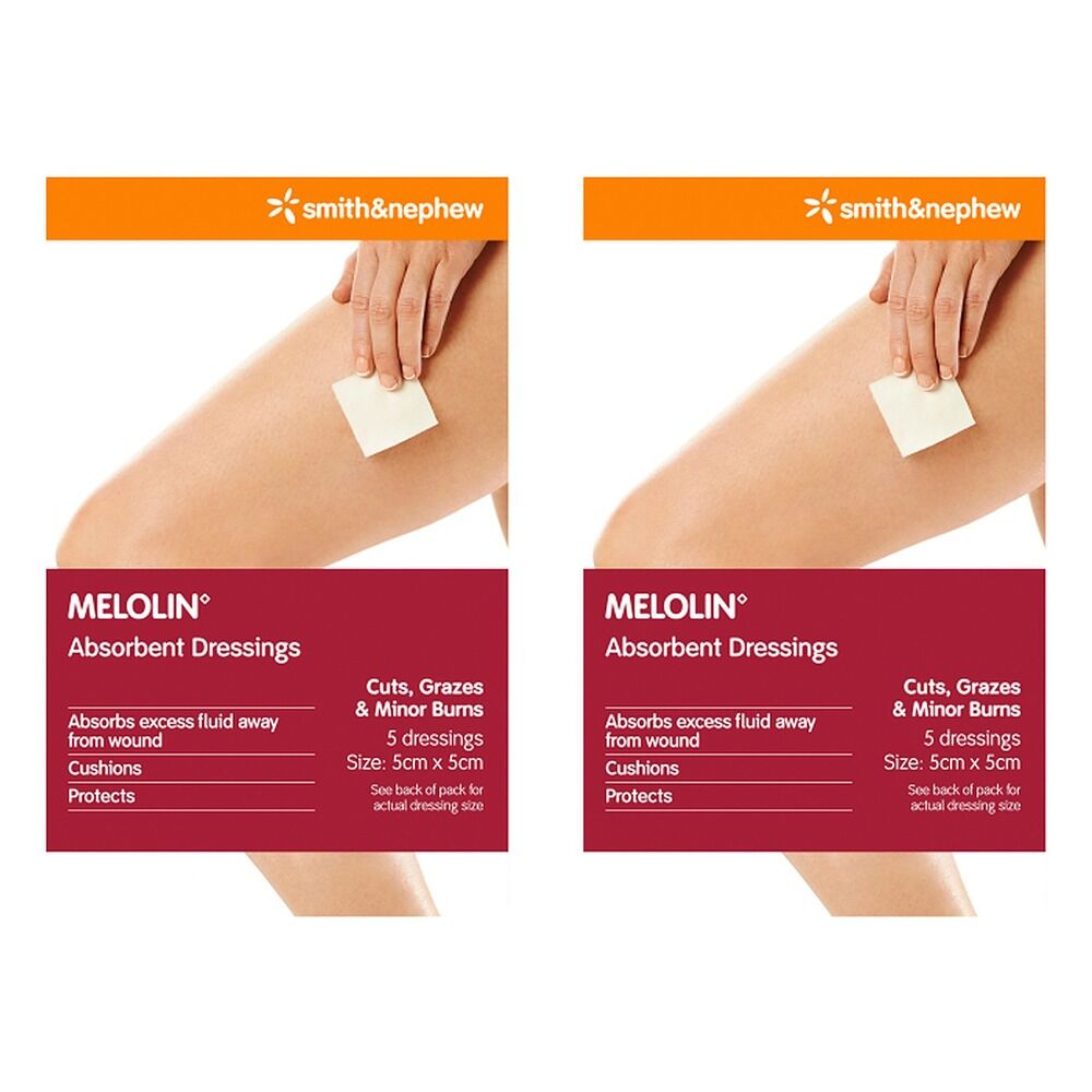 Melolin Low Adherent Wound Dressing 5cm x 5cm 5 Pack Bundle of 2