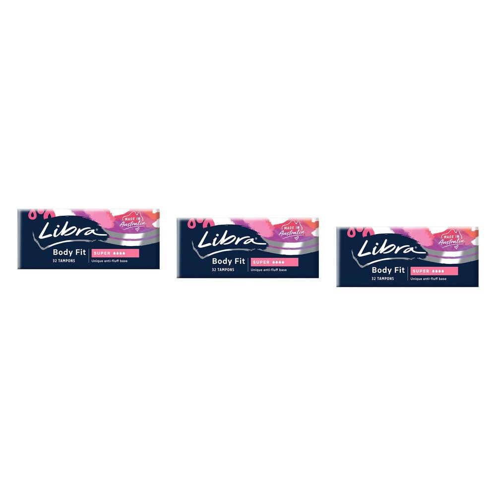 Libra Body Fit Super Tampons 32 Pack x 6 Bundle of 3