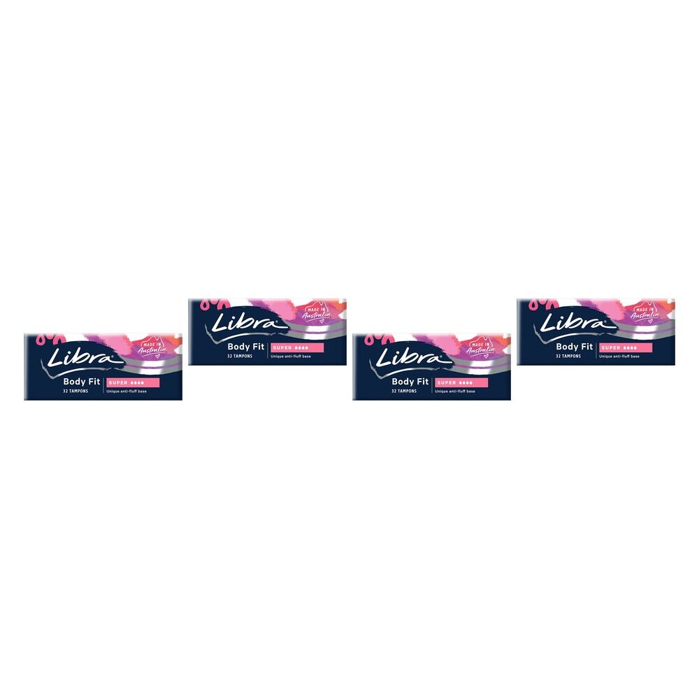Libra Body Fit Super Tampons 32 Pack x 6 Bundle of 4