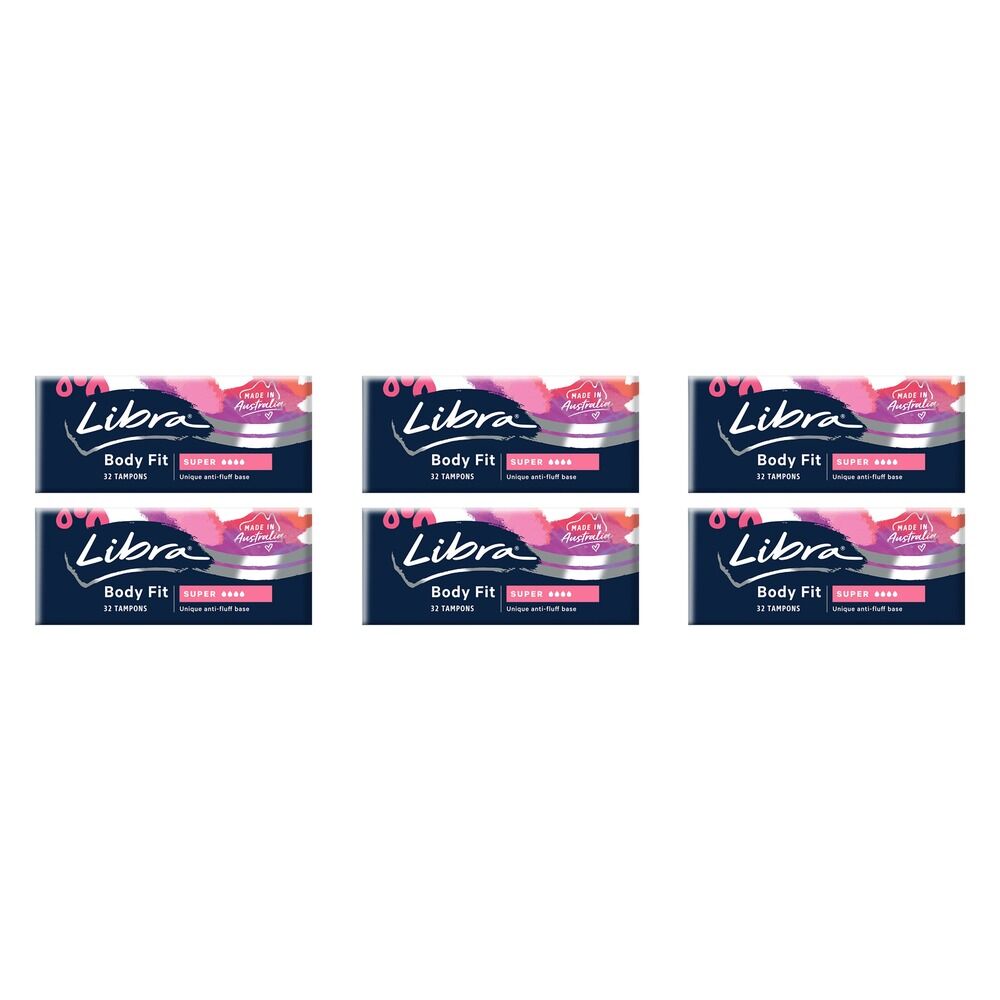 Libra Body Fit Super Tampons 32 Pack x 6 Bundle of 6