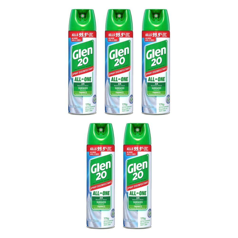 Glen 20 Disinfectant Crisp Linen Scent 175g x 12 Bundle of 5