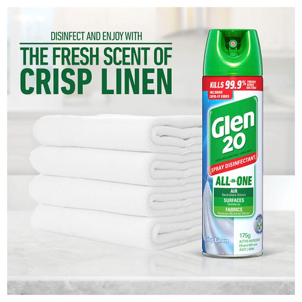 Glen 20 Disinfectant Crisp Linen Scent 175g x 12
