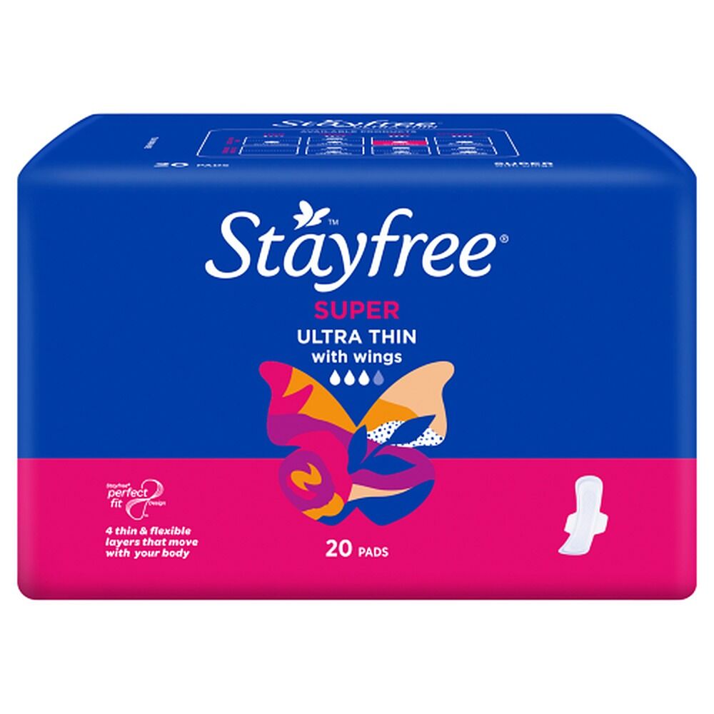 Stayfree Ultra Thin Super Pads with Wings 20 Pack x 6