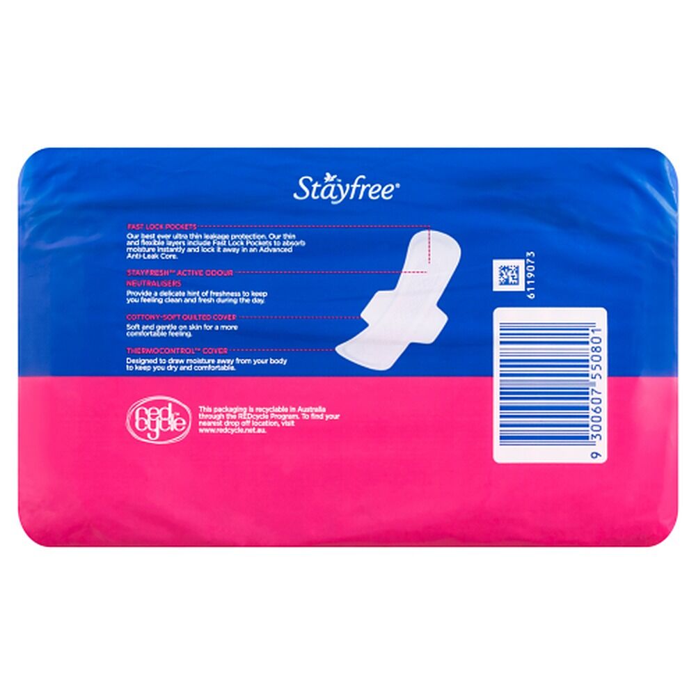 Stayfree Ultra Thin Super Pads with Wings 20 Pack x 6
