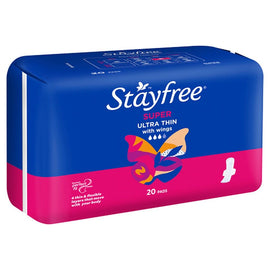 Stayfree Ultra Thin Super Pads with Wings 20 Pack x 6