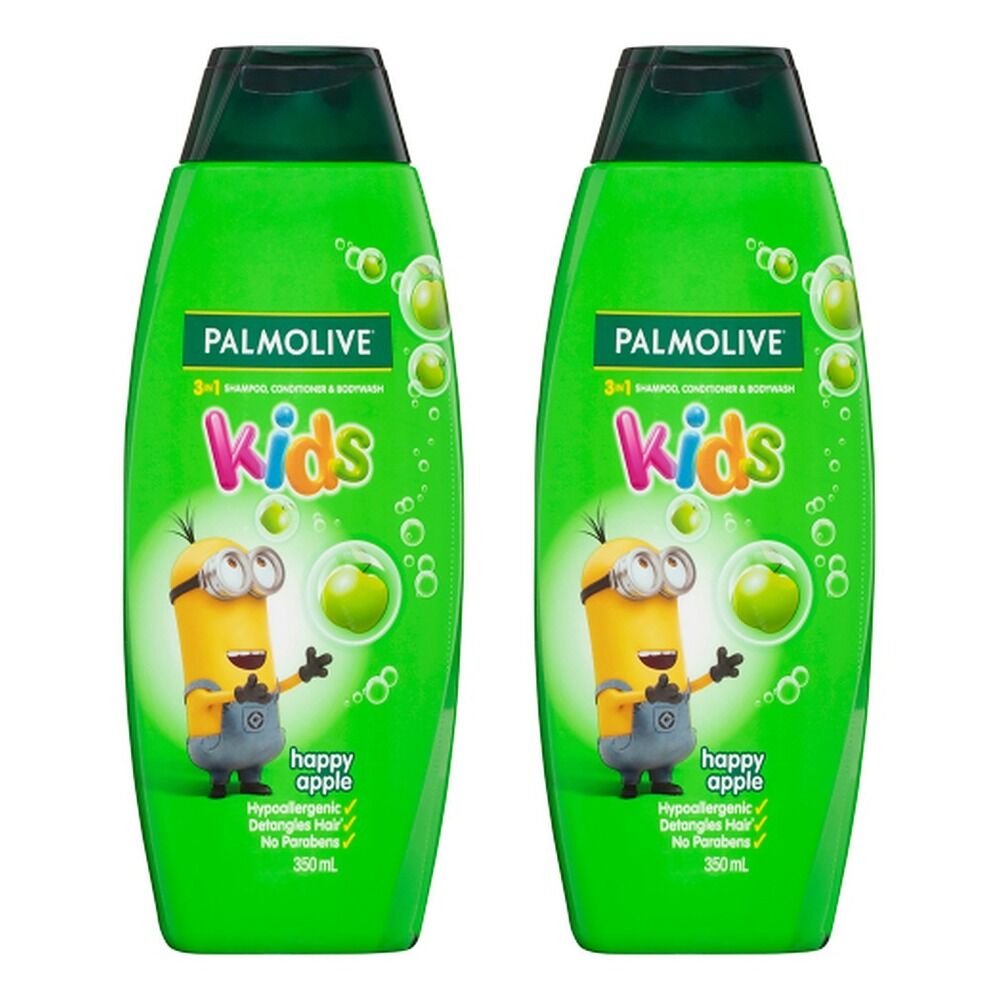 Palmolive Kids Happy Apple 3-in-1 Shampoo, Conditioner & Body Wash Pack of 2