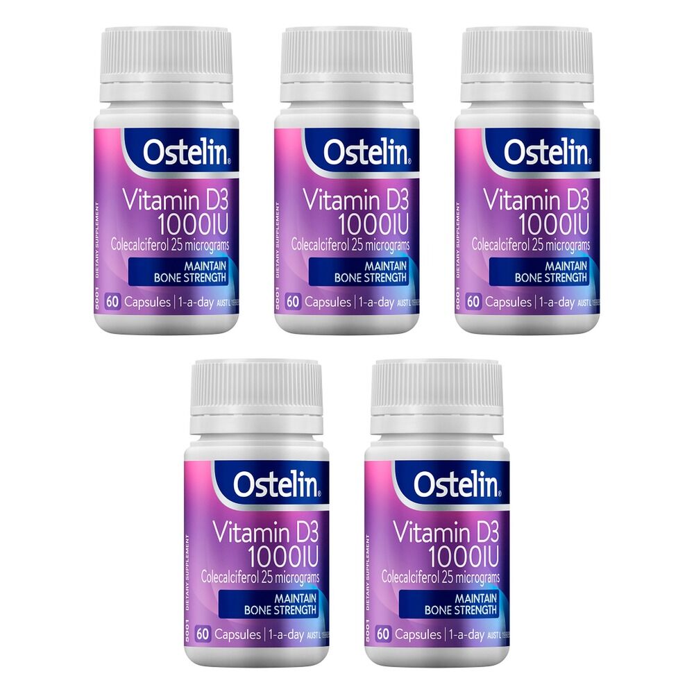 Ostelin Vitamin D3 1000IU 60 Capsules x 3 Bundle of 5