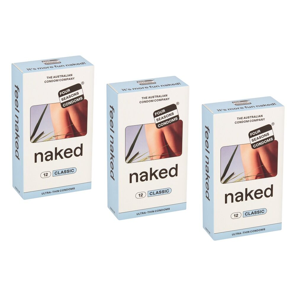 Four Seasons Naked Classic Condoms 12 Pack Bundle of 3