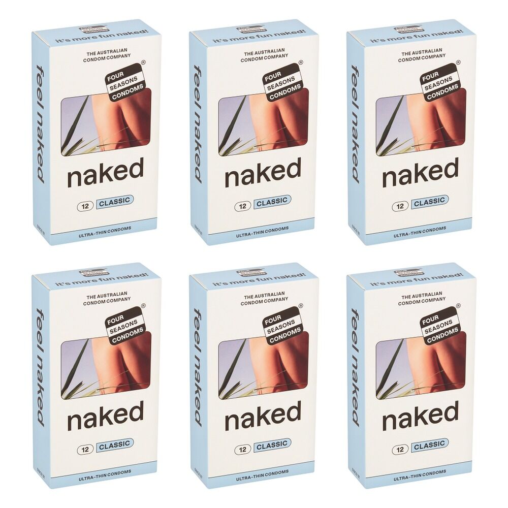 Four Seasons Naked Classic Condoms 12 Pack Bundle of 6