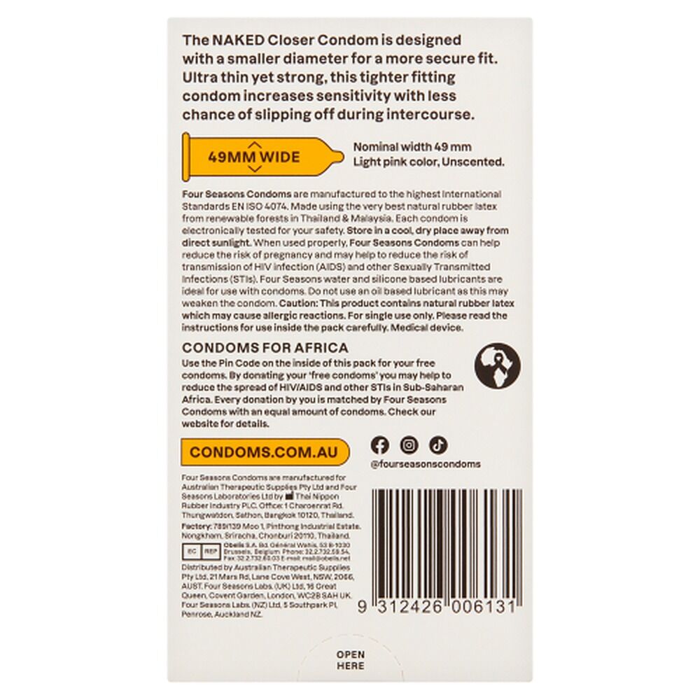 Four Seasons Naked Closer Condoms 12 Pack