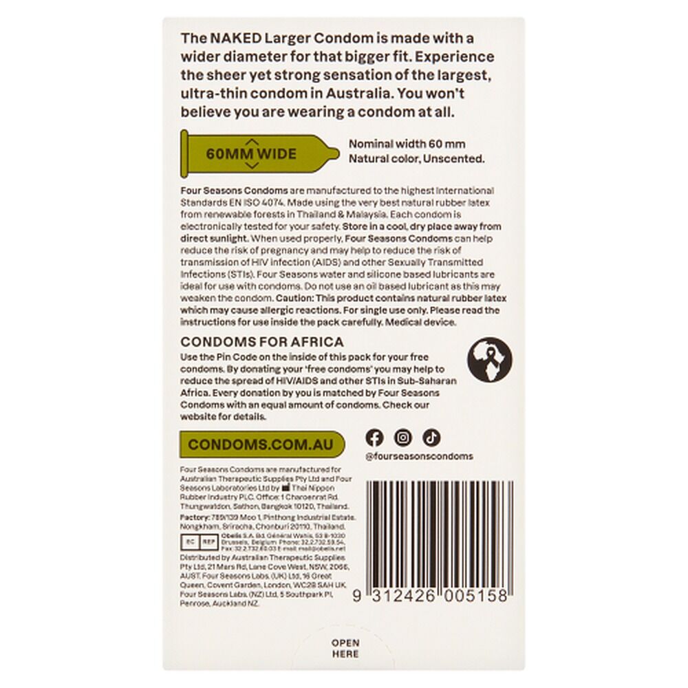 Four Seasons Naked Larger Condoms 12 Pack