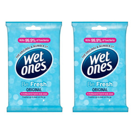 Wet Ones Be Fresh Original Antibacterial Hand & Body Wipes 15 Wipes Pack of 2