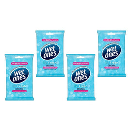 Wet Ones Be Fresh Original Antibacterial Hand & Body Wipes 15 Wipes Pack of 4