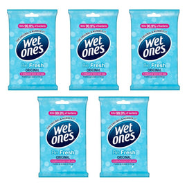 Wet Ones Be Fresh Original Antibacterial Hand & Body Wipes 15 Wipes Pack of 5