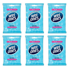 Wet Ones Be Fresh Original Antibacterial Hand & Body Wipes 15 Wipes Pack of 6